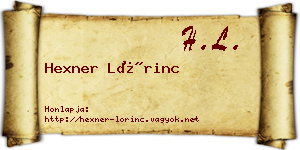 Hexner Lőrinc névjegykártya