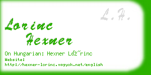 lorinc hexner business card